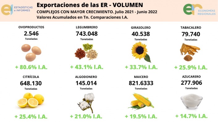 En los últimos 12 meses las exportaciones de las economías regionales